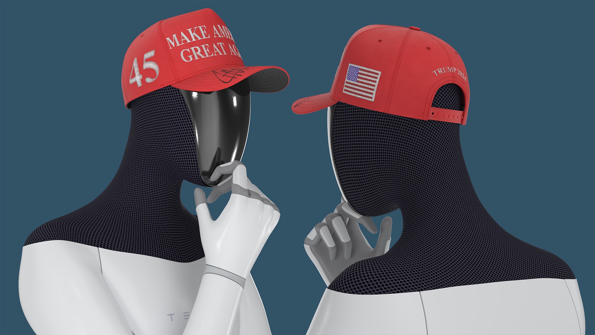 3D Model Tesla Bot In Trump Cap Rigged For Cinema 4D - TurboSquid 2341246