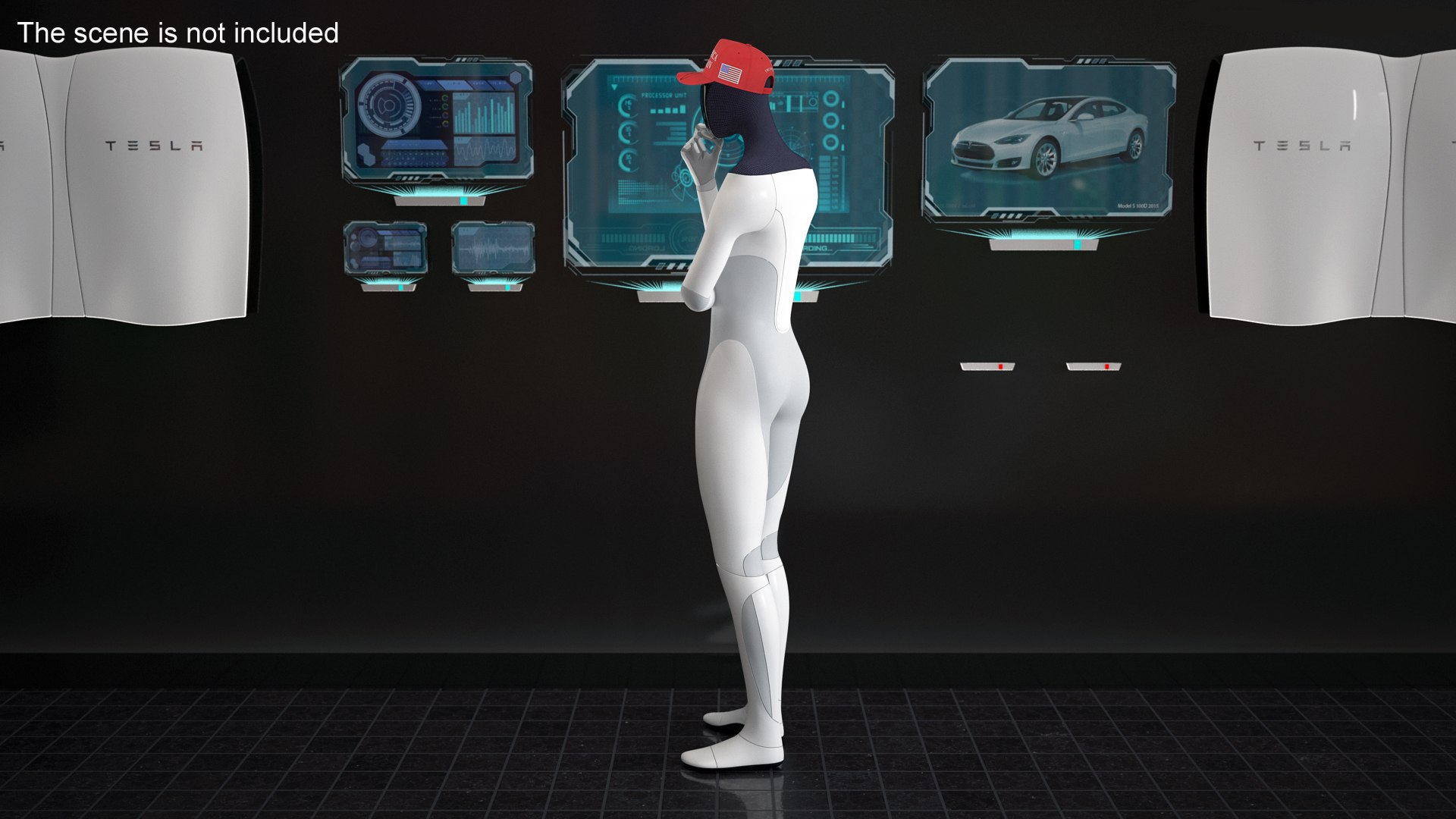 3D Model Tesla Bot In Trump Cap Rigged For Cinema 4D - TurboSquid 2341246