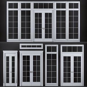 wooden doors windows floor 3D