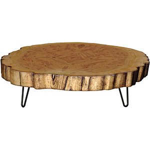 Coffee table made solid wood slab split in Loft style Wood Round 3D model 3D model