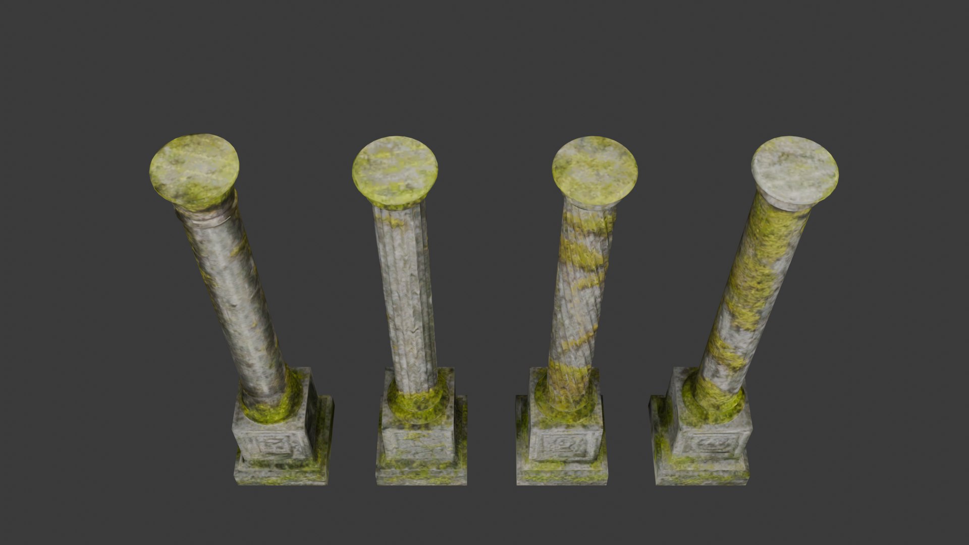 Old Columns With Moss 3D Model - TurboSquid 2309830
