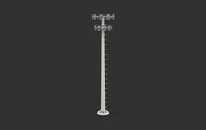 3D High Mast Light Pole with Flood Light 3D model