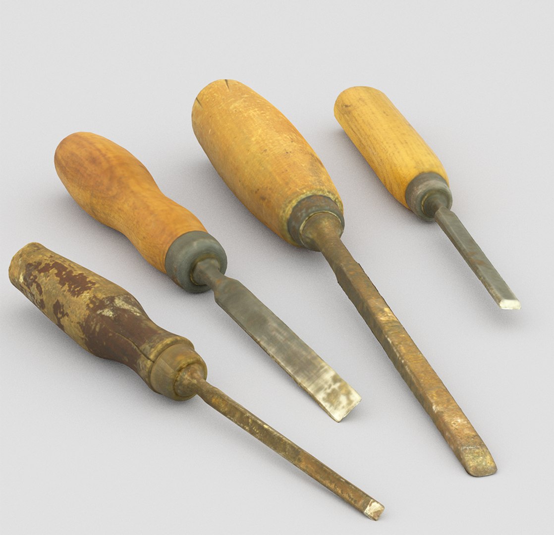 Chisels old used 3D model - TurboSquid 1224147