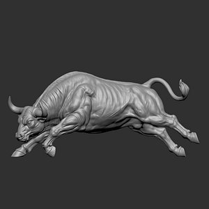 3D digital sculpture of a charging bull