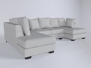 3D KINGSTON SOFA U SHAPE LEFT WHITE TO model