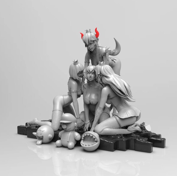 Bowsette girl statue STL 3D model