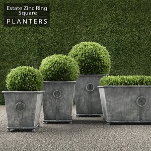 3d max realistic planters square ring