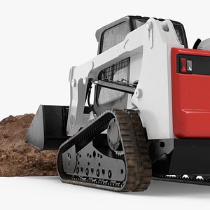 Skid Steer Loader with Earth Load and Pile of Soil Rigged