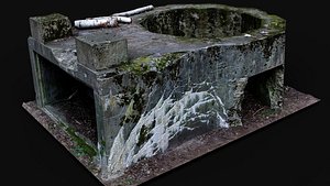 3D ww2 destroyed bunker pillbox PBR photogrammetry model