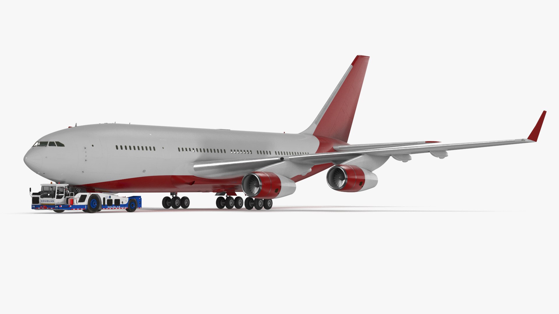 Airplane Pulled by Towing Tractor 3D model preview