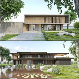 Summer House Exterior and Interior Bundle 3D model