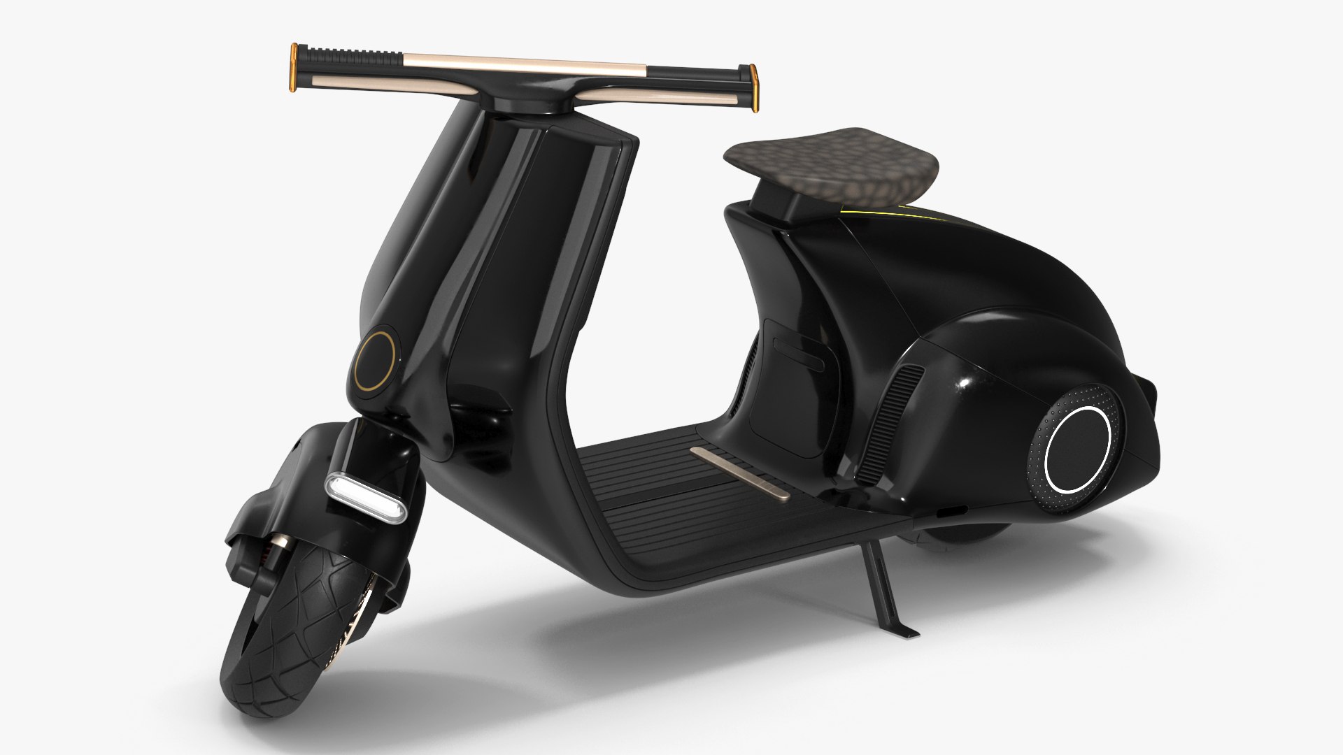 Futuristic Black Electric Scooter Lights On Rigged 3D model preview