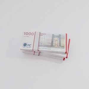 1000 Denmark Danish Krone Currency 3D