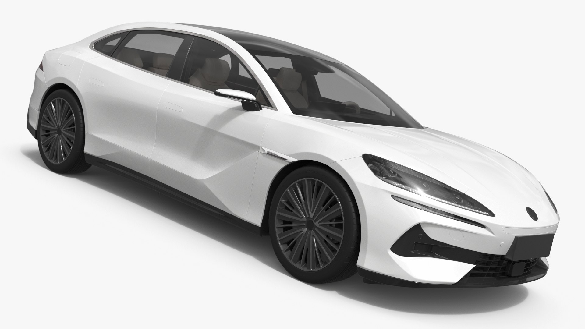 Sleek Electric Fastback White 3D model preview