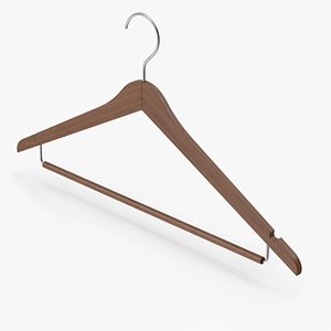 3D Clothes Hanger Dark Wood