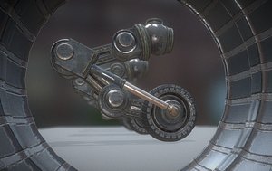 3d old hydraulic suspension tires model