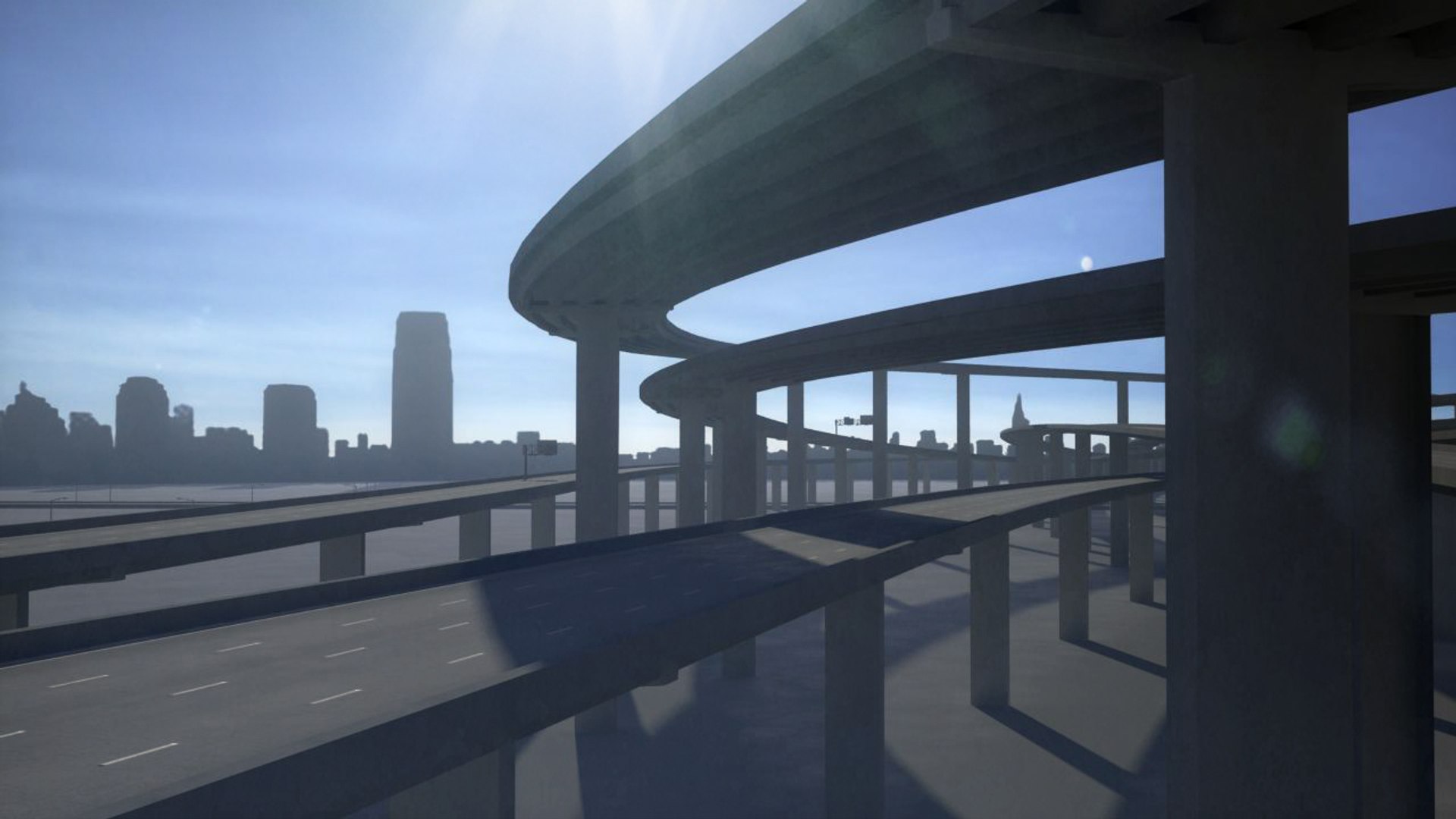 3D Freeway Roads Street - TurboSquid 1339732