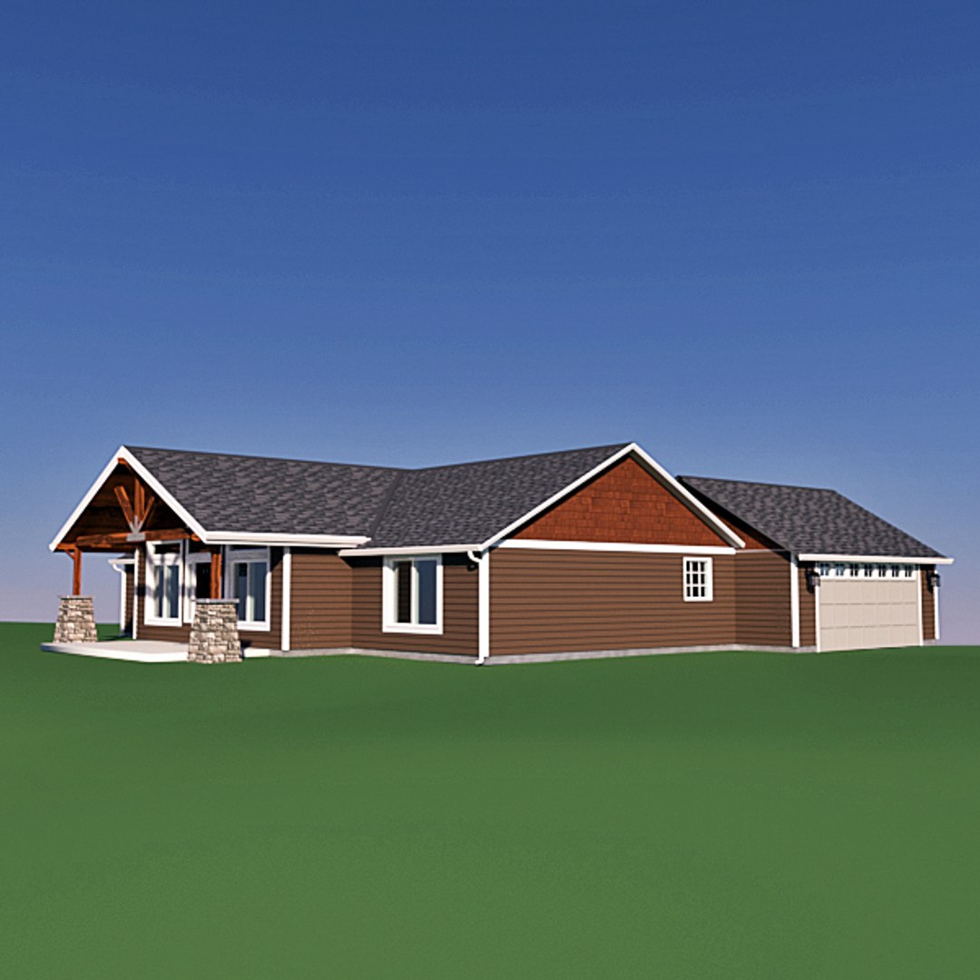 Cabin Rambler Home 3d Model