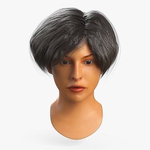 Woman Head with Short Dark Hair