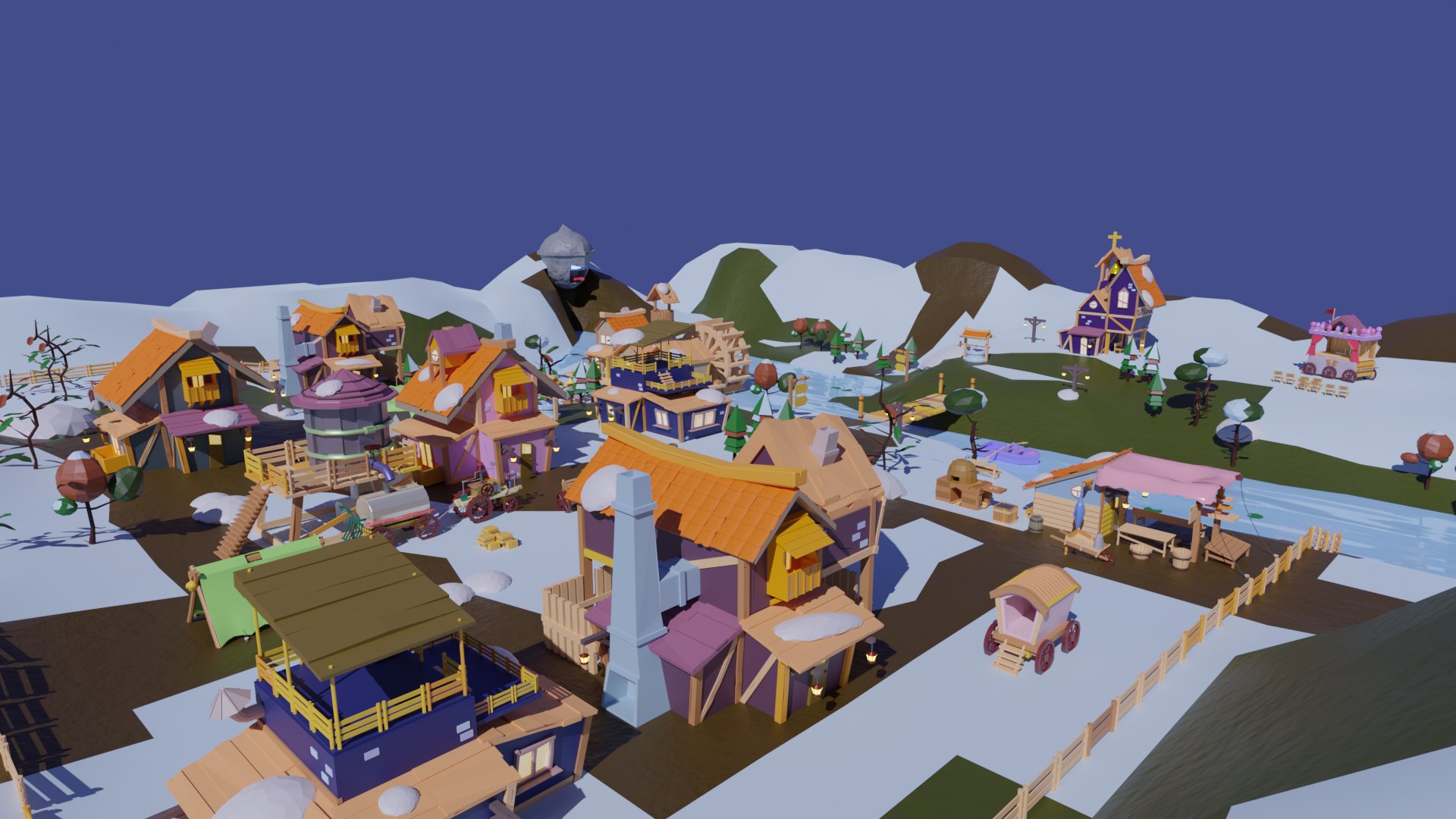3D Model Village Pack-Flexible Modular - TurboSquid 2115414