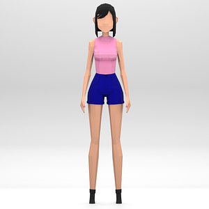 Low Poly female character model