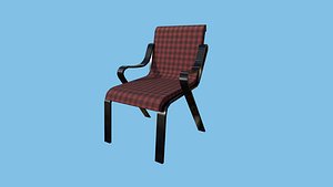 3D Red Plaid Armchair - Furniture Interior Design model