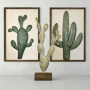 metal cactus sculptures 3D model