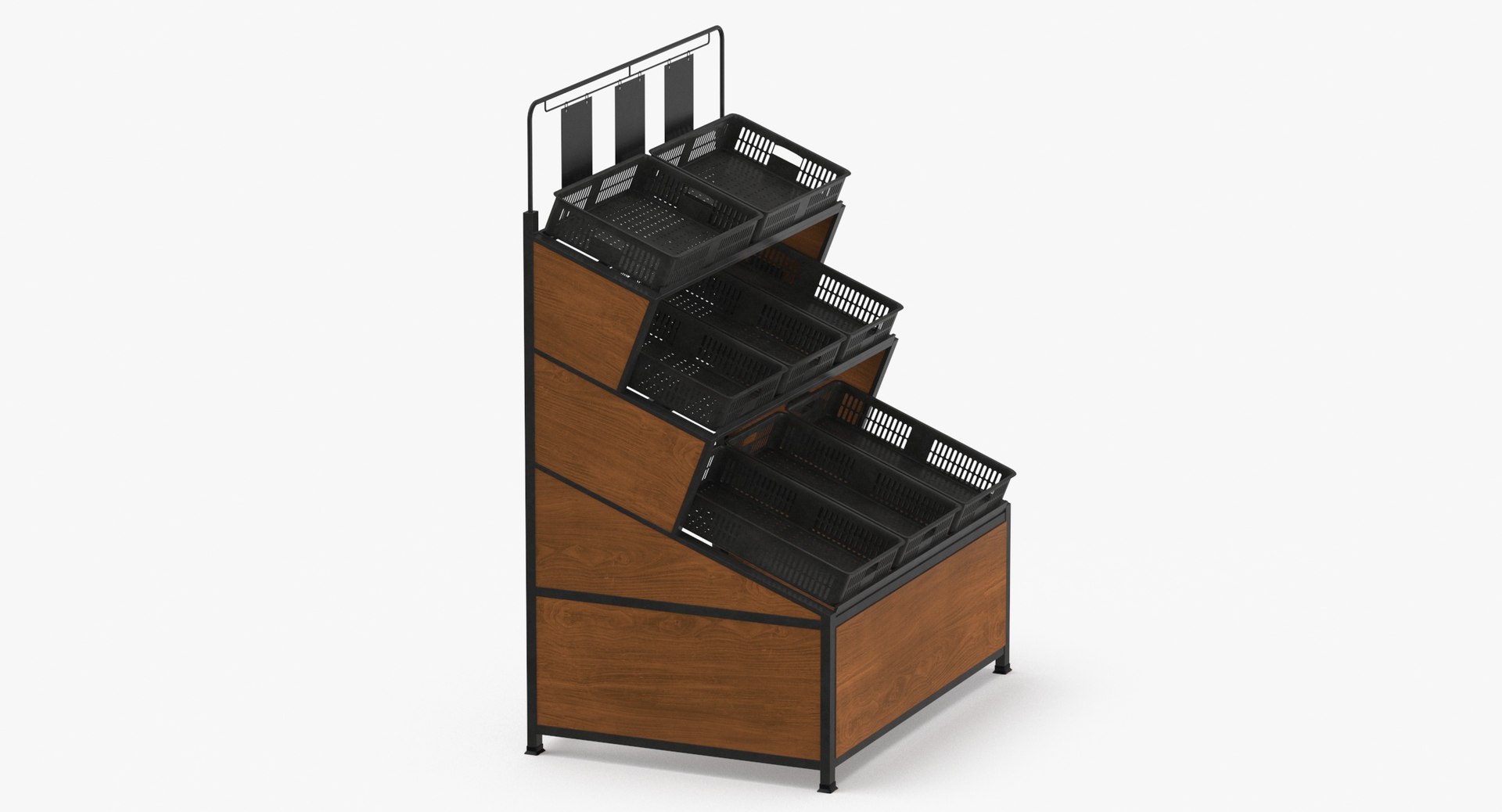3D Produce Display Racks Corner Unit 02 Black White Gray And Tan ...