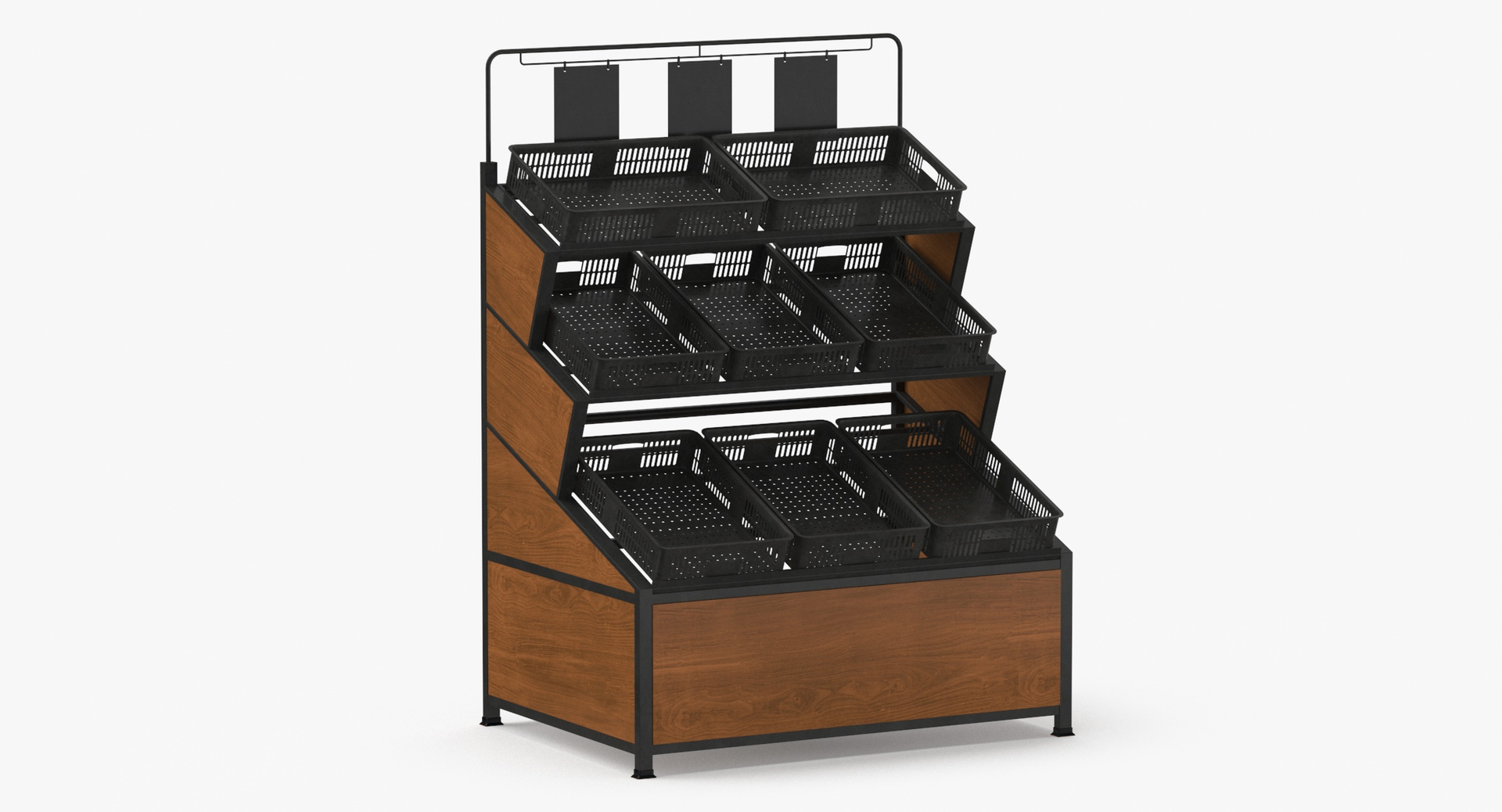 3D Produce Display Racks Corner Unit 02 Black White Gray And Tan ...