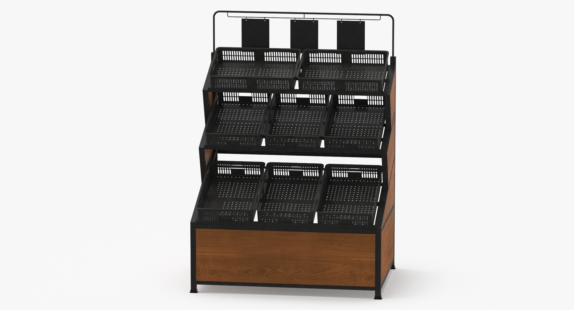 3D Produce Display Racks Corner Unit 02 Black White Gray And Tan ...