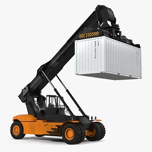 Reach Staker with 20ft ISO Container Rigged 3D Model