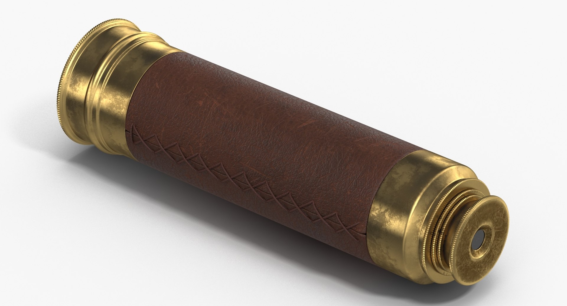Old Brass Telescope Spyglass Folded 3D model preview