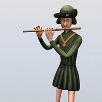 Medieval musician playing on flute