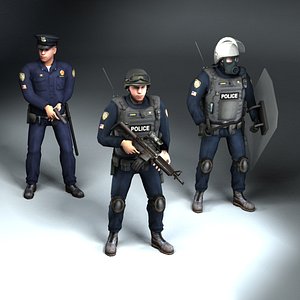 3d set rigged police