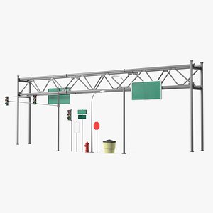 Highway Road Signs and Attributes 3D model