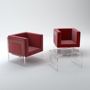 3d model acrylic set coffee table