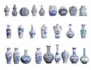 3D Chinese Blue and White Porcelain Chinese porcelain model