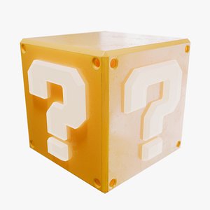 3D model yellow question block super mario