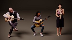 People with musical instruments x 3