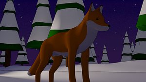 Cartoon Fox rigged with run animation