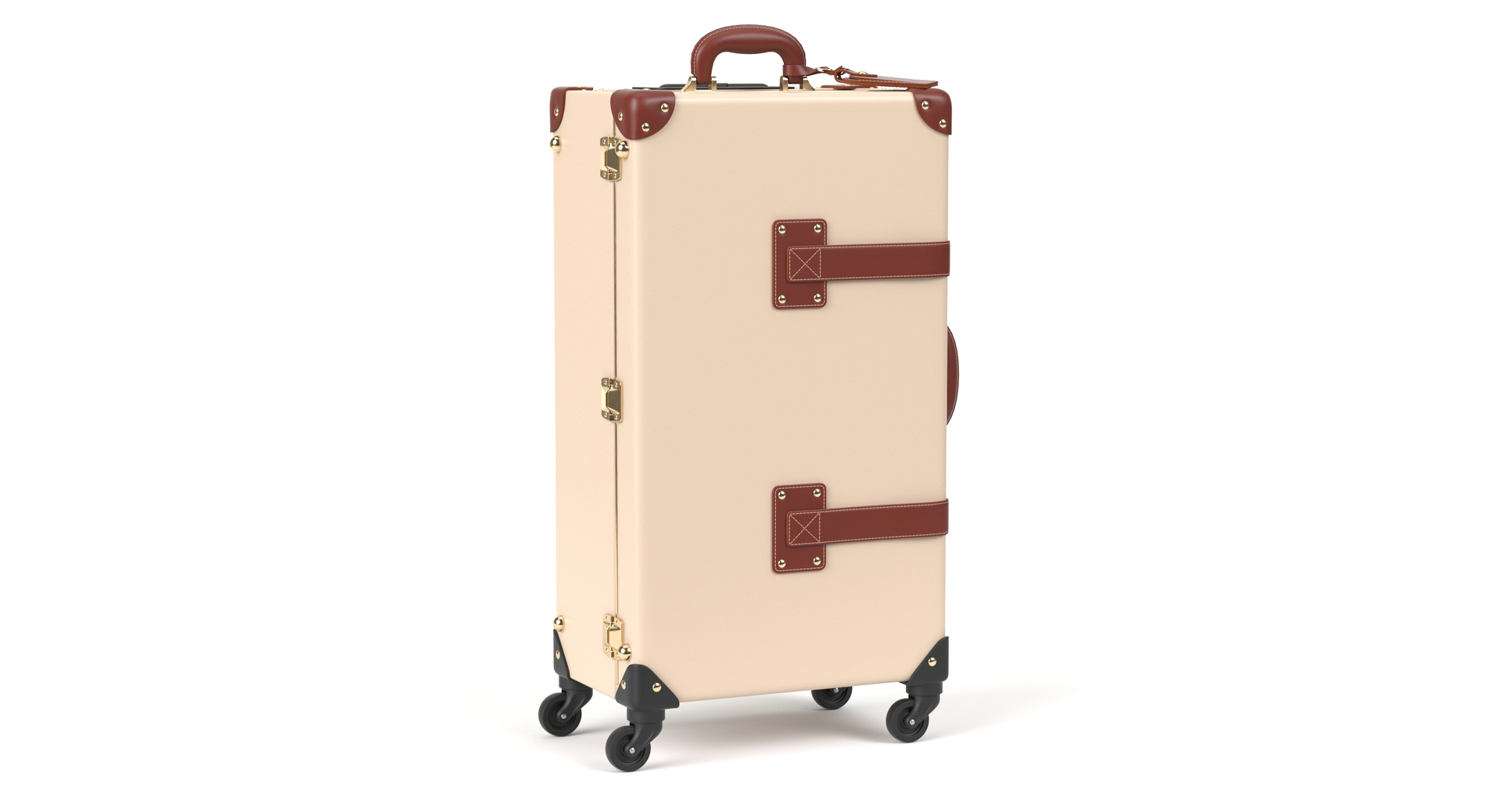 The Diplomat Cream Hatbox  Large Round Suitcase Hat Box Luggage