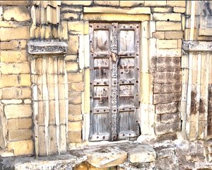 The structure of wooden door of the old Fort 3D model