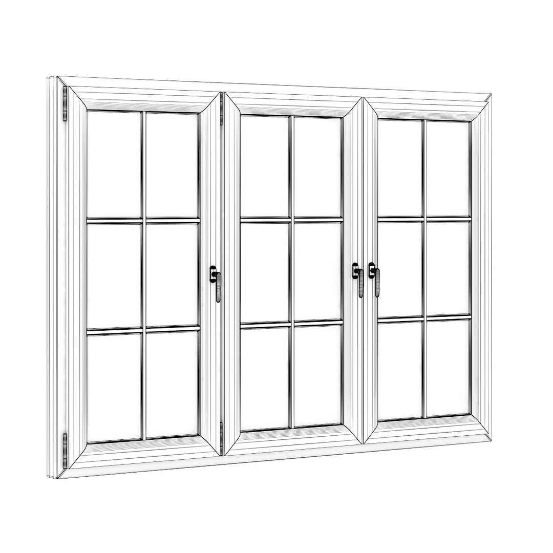 3d model openable wooden window 2270mm