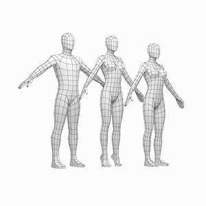 human male female bodies 3D model