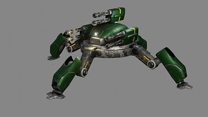 Sci Fi Quad Bot - Low Poly - Game Ready - PBR 3D