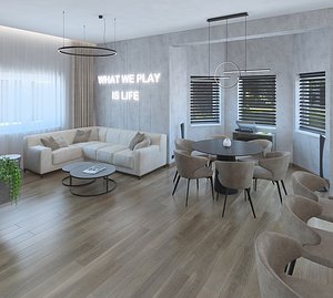 3D model Wonderful large living room