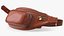 Brown Leather Waist Bag Folded 3D model