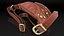 Brown Leather Waist Bag Folded 3D model