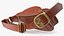 Brown Leather Waist Bag Folded 3D model