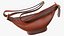 Brown Leather Waist Bag Folded 3D model